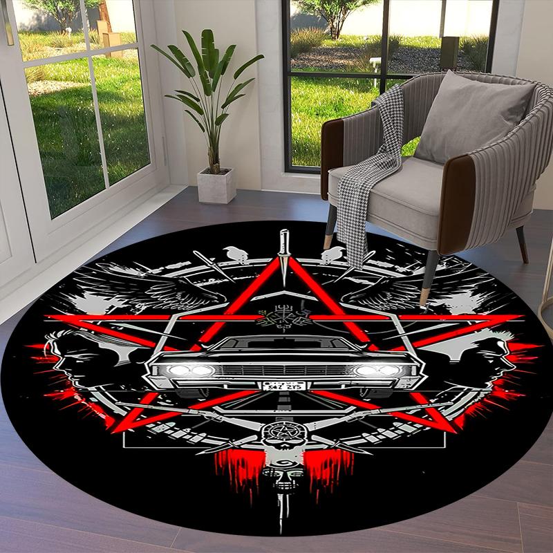 Supernatural Round Area Rug,Carpet Rug for Living Room Bedroom Sofa Playroom Decor,Non-slip Floor Mat