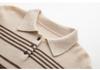 Women's Cashmere Color Block Striped Buttoned Polo Knit Top