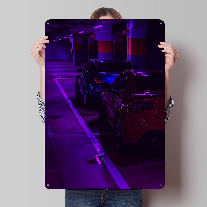 

Neon Garage Cars Printed Poster Customized Wall Art Retro Vintage Metal Tin Signs for Garage Decoration At Home Decorations Room 7.9x11.8In(20x30cm)