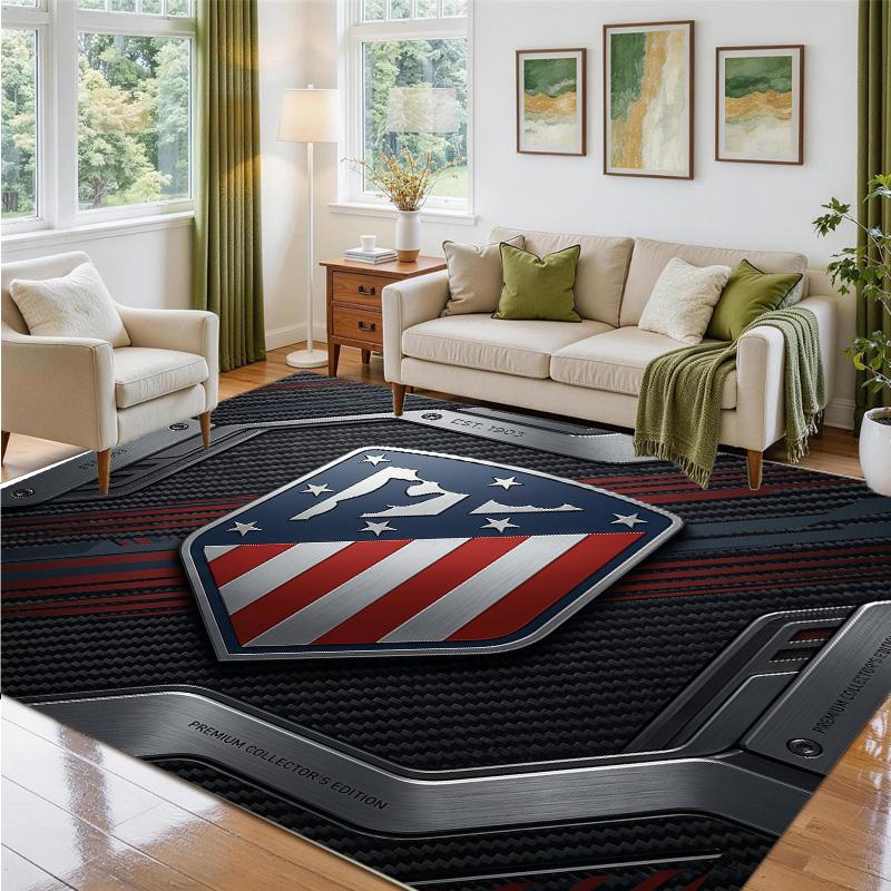 Atletico Madrid Design Crystal Velvet Rug Soft Decorative Mat for Bedroom Entrance