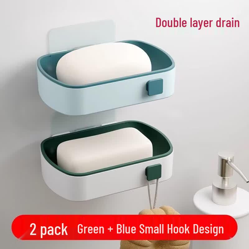 LIEI Punch-Free Wall-Mounted Double-Layer Draining Soap Dish