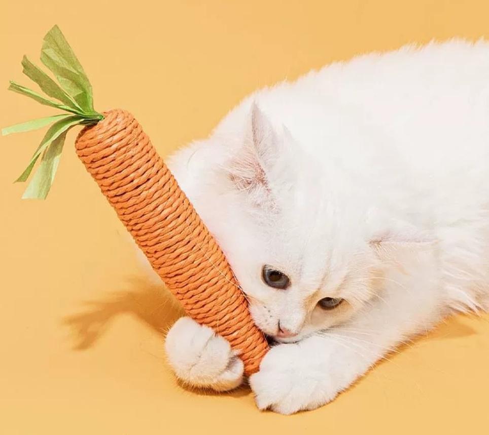 Carrot Teasing Cat Stick, Cat Toy, Hemp Rope, Tear Resistant, Sound Making, Self Raising, Grinding Teeth, Pet Supplies, Toys