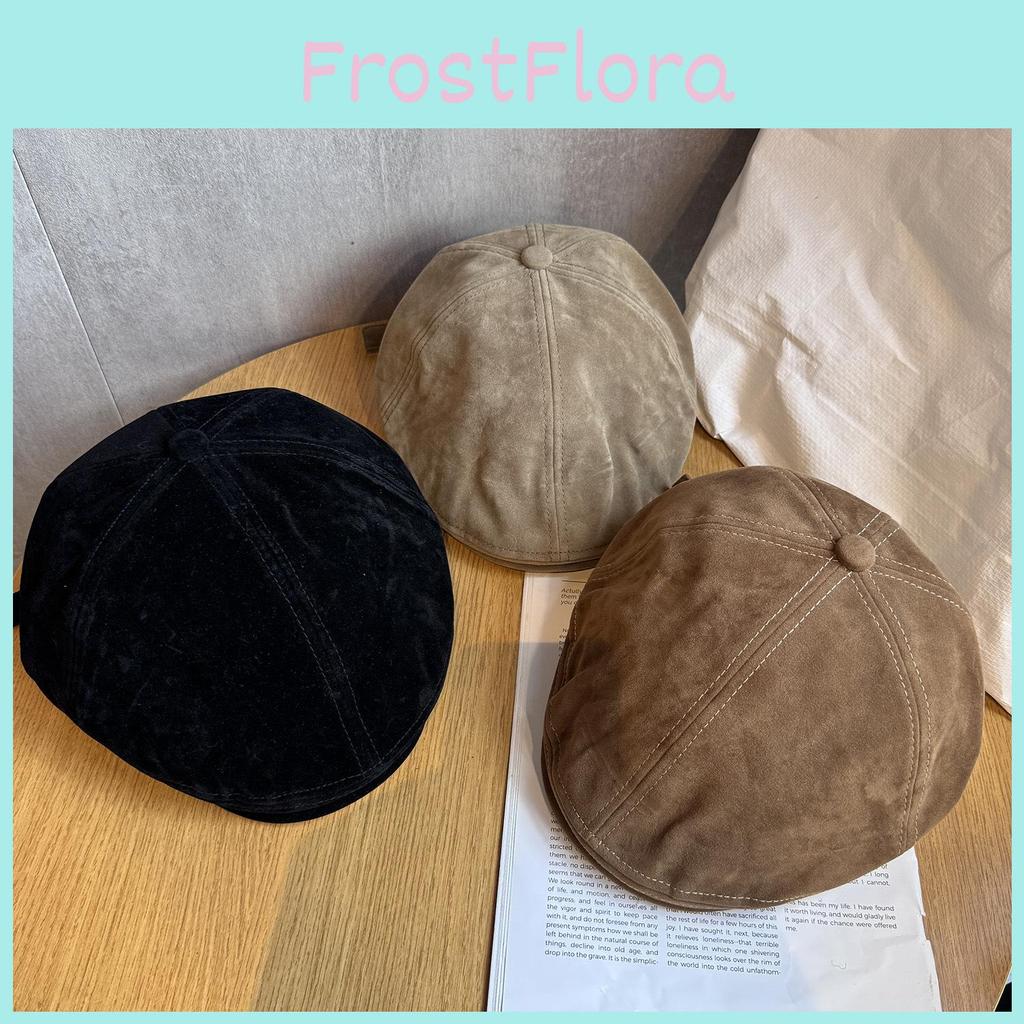 Solid Classic Color Retro Newsboy Cap Suede Material Fall Winter Women
