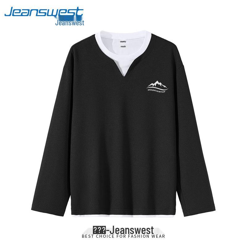 Jeanswest Men's Waffle Knit Layered Long Sleeve Tee