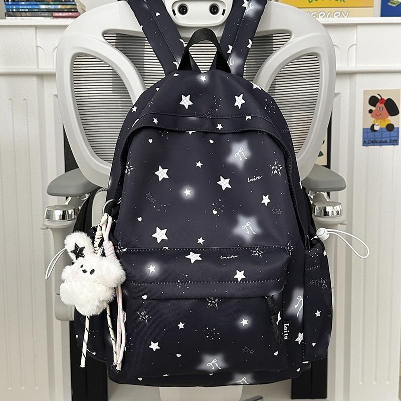 New Schoolbag, High-aesthetic Japanese Instagram-style Sweet Star Backpack, Junior High School Student Backpack for Women, Lightweight Commuter
