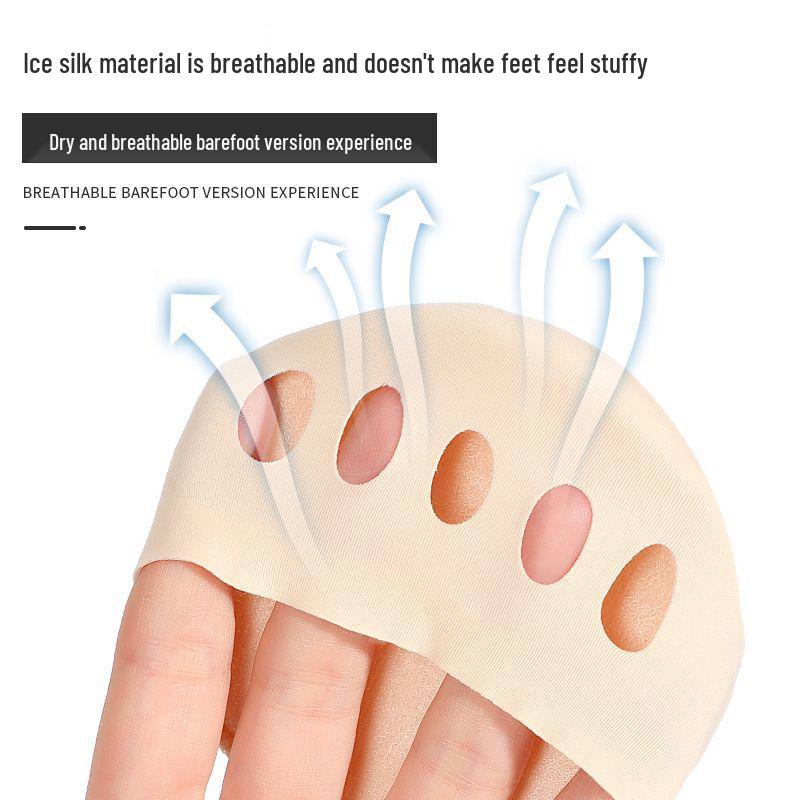 Silicone Anti-Pain Forefoot Cushion: Women's Non-Slip, Thickened, Five-Toe Sock Protection for High Heels.