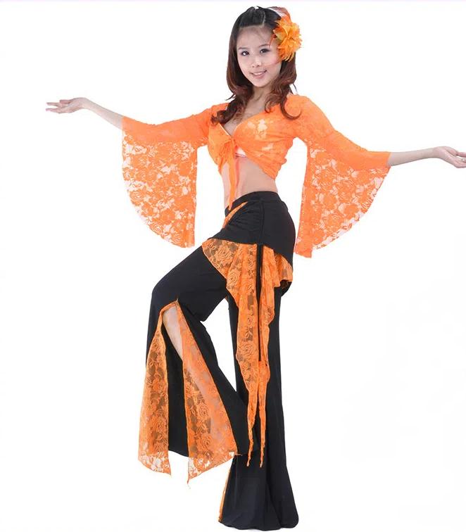 Belly Dance Performance Set Lace Pants Lace Top Oriental Dance Ethnic Dance Belly Dance Performance Set