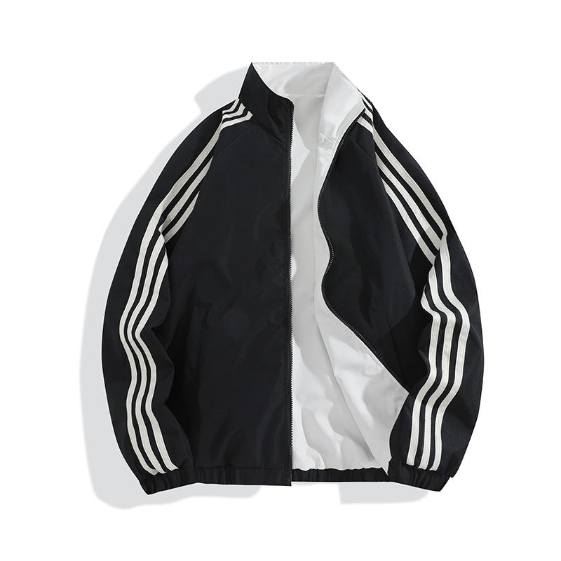 

Куртка со стойкой, Мужская двусторонняя бейсбольная куртка, Мужская универсальная повседневная спортивная куртка XXXL чёрный