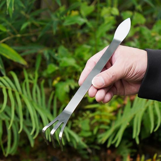 Yousheng 2 Pcs Bonsai Tree Root Rake 3-Prong Stainless Steel Hand Rake Home Gardening Mini Rake for Loosening Soil Potted Plants