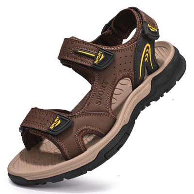 Klassiske Sommer Menn Sandaler Ekte Skinn Sandaler Menn Utendørs Strand Tøfler Utendørs Nye Skinnsko Sandalias Hombre Størrelse46