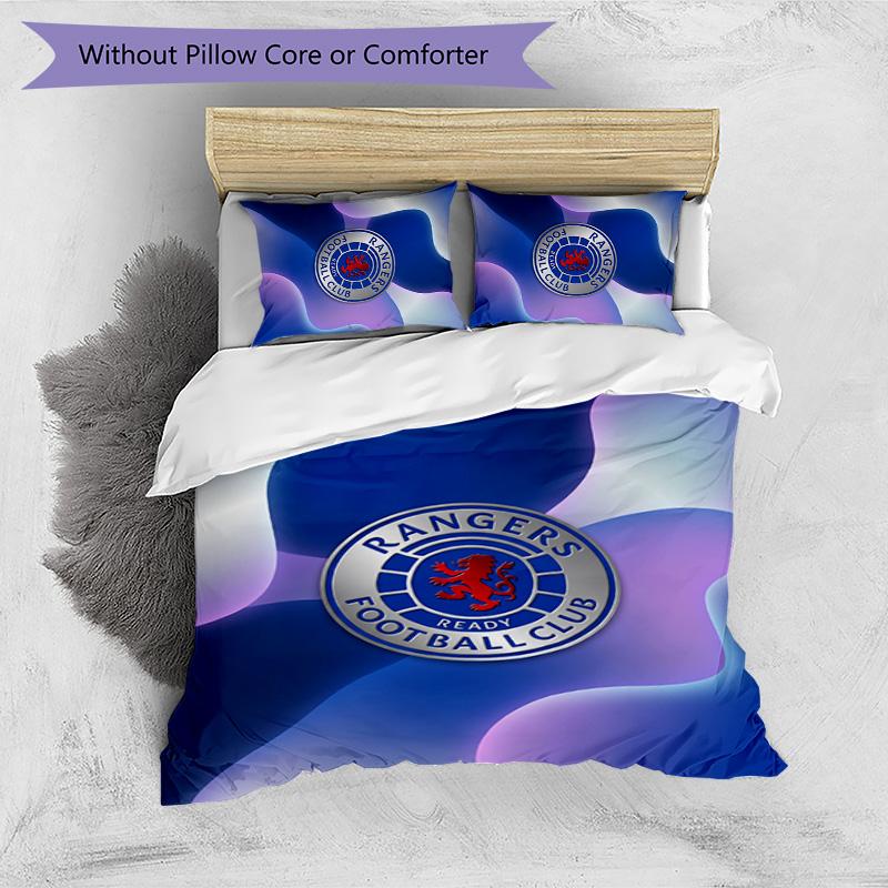 Set Biancheria da Letto Rangers FC Stampato 3 Pezzi Copripiumino Traspirante con Federe Biancheria da Letto Decorativa per Camera da Letto Casa
