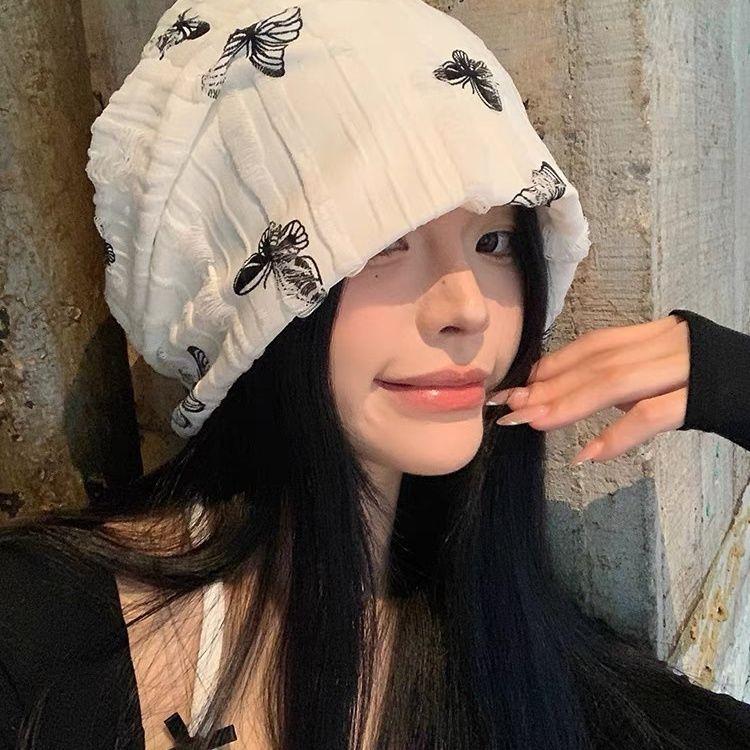 Japanese Hat Butterfly Baotou Niche Female Versatile Casual Embroidery Big Head Korean Version Instagram Pile