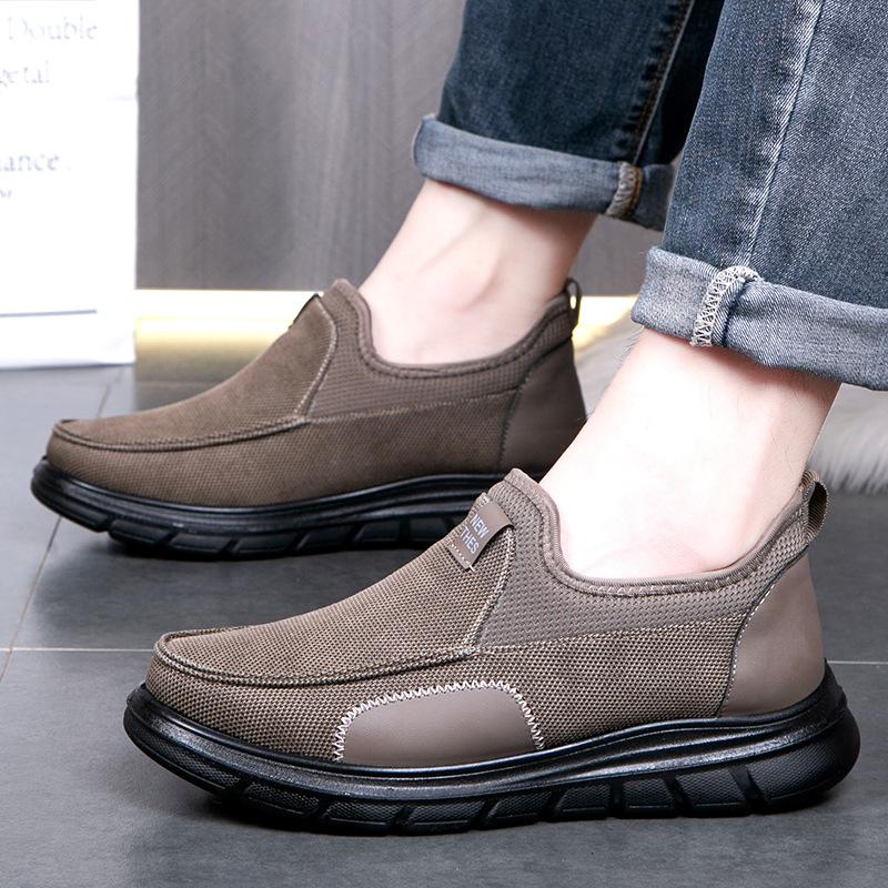 39-45 Winter Men Soft Cotton Anti Slip Plush Warm Casual Shoes Middle-Aged Elderly People Father Grandpa Flat Soled Canvas Shoe