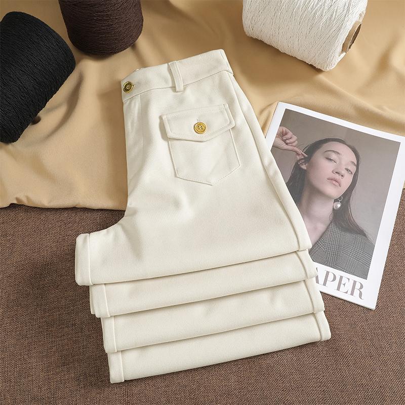 DIMANAF 2025 Autumn Winter Plus Size Women Pants Office Lady Long Pants Oversized Loose Casual Bottoms