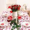 3 Pcs Valentines Day Tablecloth, Pink Love Heart Plastic Table Cover, Valentines Disposable Rectangle Table Cloth for Valentine’s Day Wedding