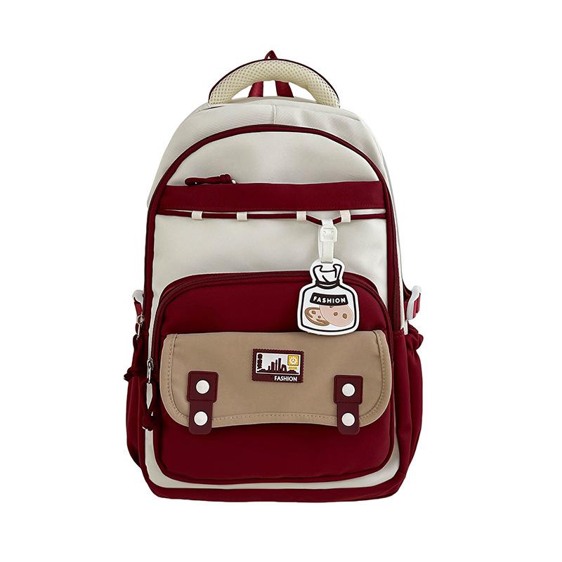 School Season Junior High School Student Schoolbag Female High School Student Large Capacity Backpack Student Casual Contrasting Color Backpack