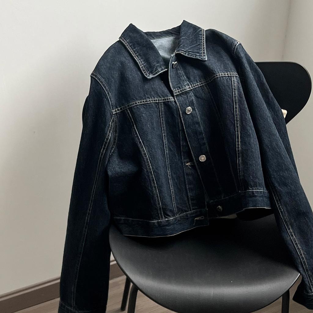 Vintage Denim Jacket Women's Spring Lapel Single-breasted Short Jacket