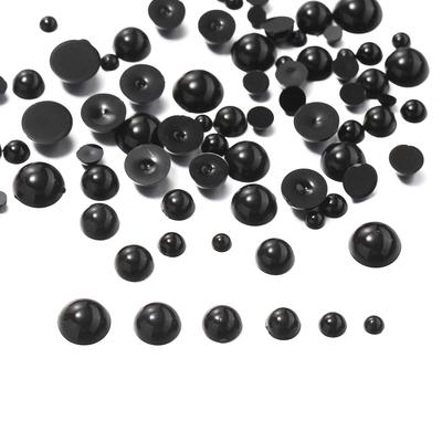300-1000 stuks acryl kunstparels, halve kralen zonder gaatje, 3-8 mm, zwarte tussenkralen, losse kralen voor het maken van doe-het-zelf oorbellen en sieraden.