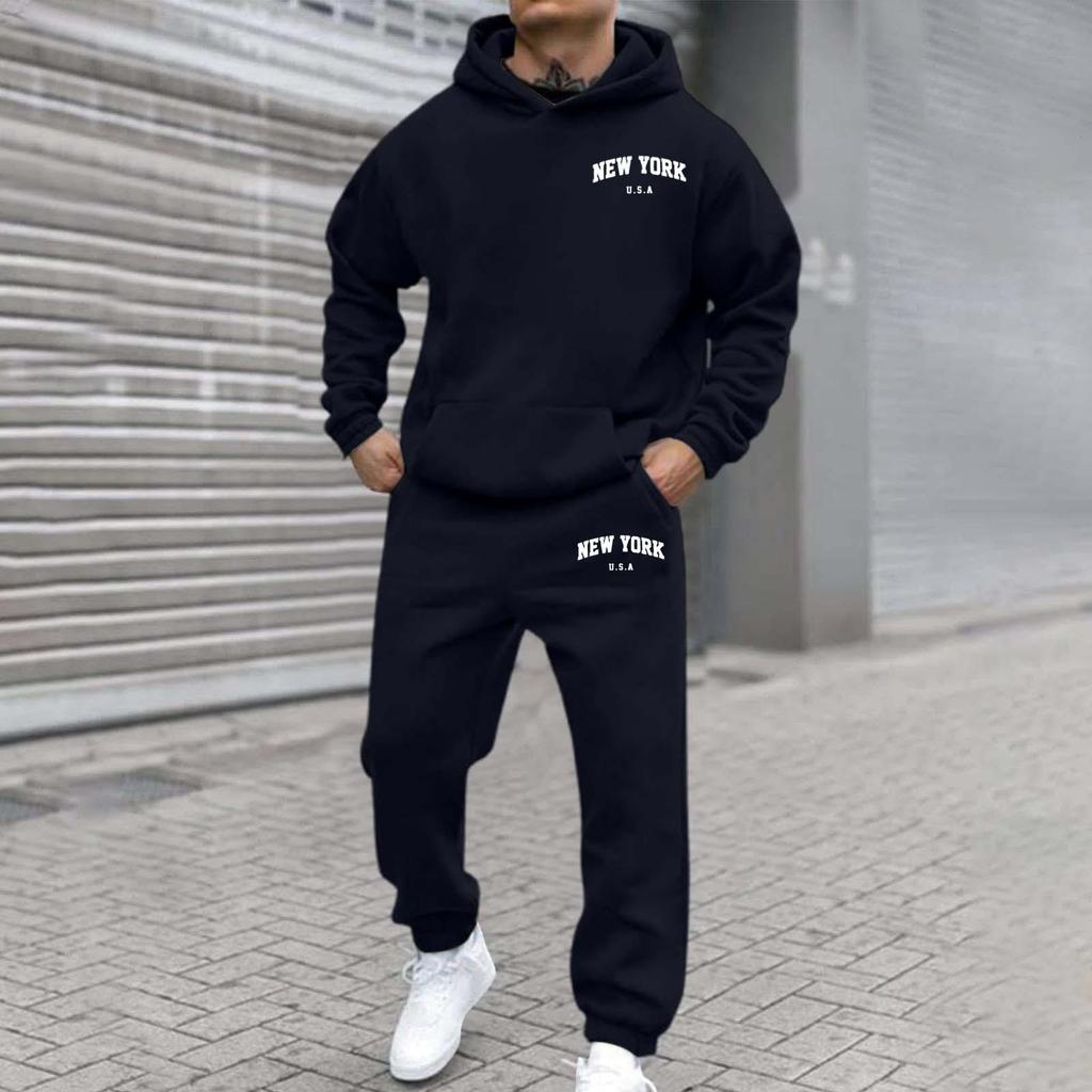 Trendy Men's and Women's Plus Velvet Streetwear Hoodie Set