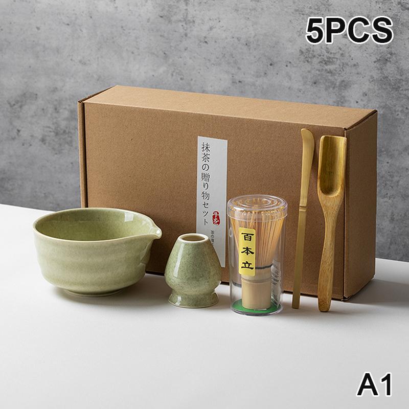 5/6Pcs Matcha Tea Set Bamboo Whisk Teaspoon Sieve Matcha Ceramic Bowl Matcha Whisk Japanese For Tea Lovers Tea-Making Tools