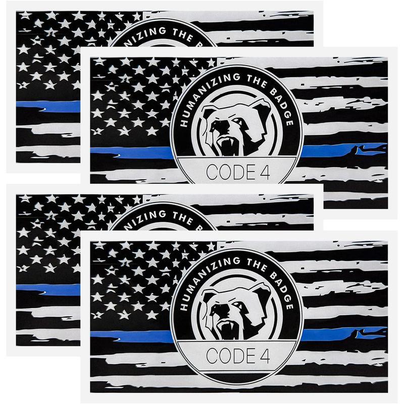 

Reflective Thin Blue Line Car Bumper Sticker 4 Pieces чорний/синій