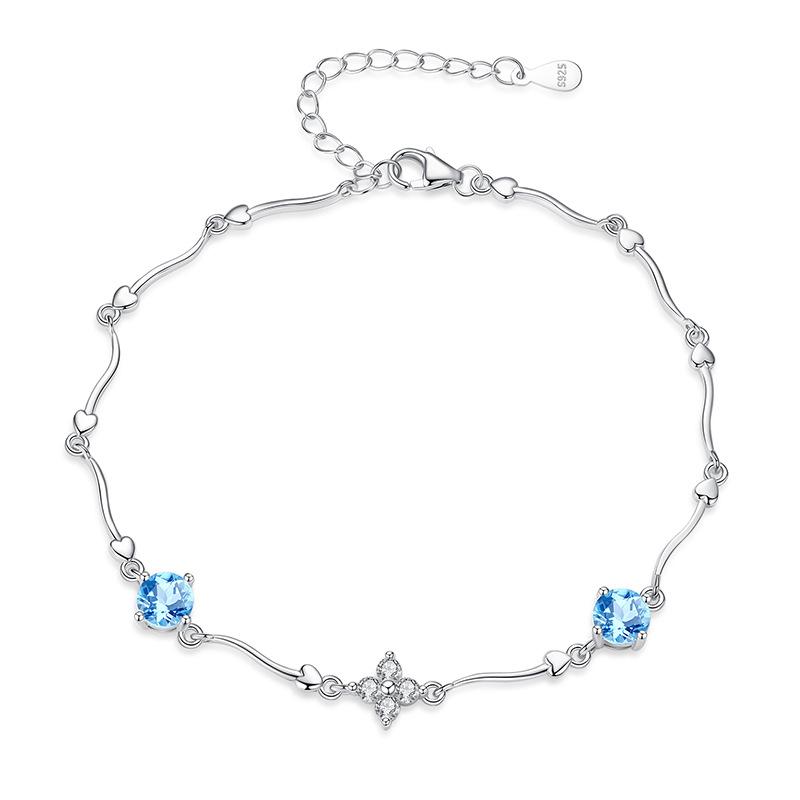 S925 sterling silver bracelet women's natural crystal stone hand jewelry Valentine's Day gift for girlfriend