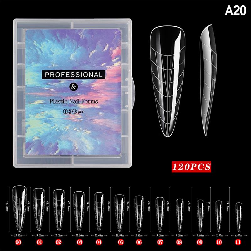 120 Pcs/Set Clear Dual Forms False Nails Full Cover Quick Building Gel Mold Tips Nail Extension Molds Upper Forms For Nails Tips