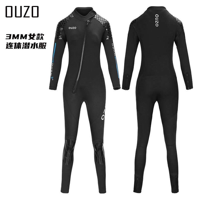 3mm Diving Suit Women s Long-sleeved One-piece Surfing Thickened Warm Snorkeling Jellyfish Swimsuit S