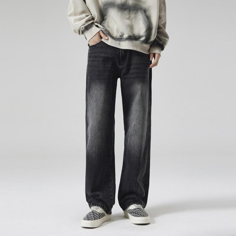 

Мужские джинсы Весна и лето Новые Свободные Прямые Широкие брюки Мужские Ретро Уличные брюки 38 чёрный