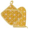 4pcs Cotton Linen Thermal Insulation Gloves Pads Heat Resistant Kitchen Supplies For Microwave Oven Bakery Use Yellow Chess