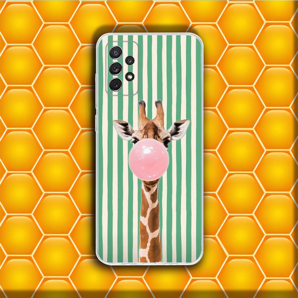 Phone Case Silicone For Samsung S30,23,21,22,20 FE lite,S10,9,PIus Note20ultra Striped Background Giraffe Soft Transparent