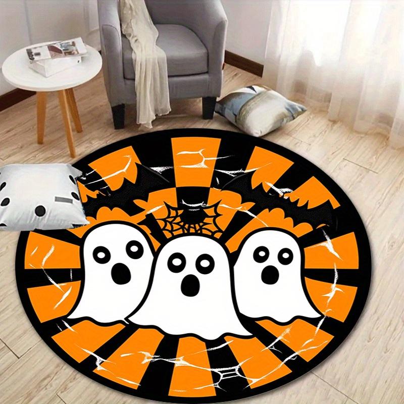 

1pc Soft, Absorbent & Non-Slip Scary Ghost Round Rug, Perfect for Entryway, Living Room, Bedroom Decor, Machine Washable Flannel Memory Foam 80cm by 80cm