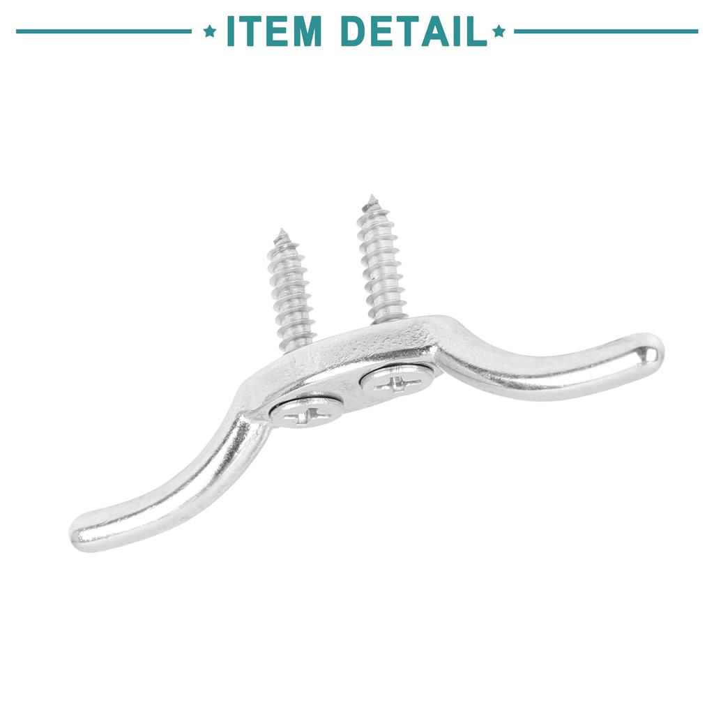 ACROPIX Rope Boat Deck Flag Pole Cleat Hooks 316 Stainless Steel with 4 Mounting Screws 51mm Silver Tone 2pcs