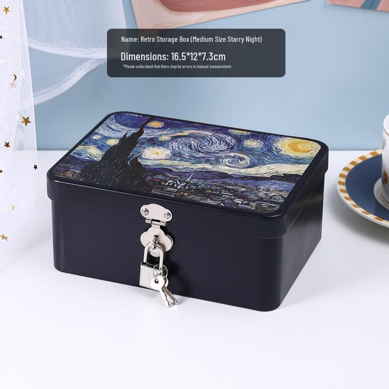 

Lockable Retro Tin Box for Jewelry & Cosmetics Storage No specifications