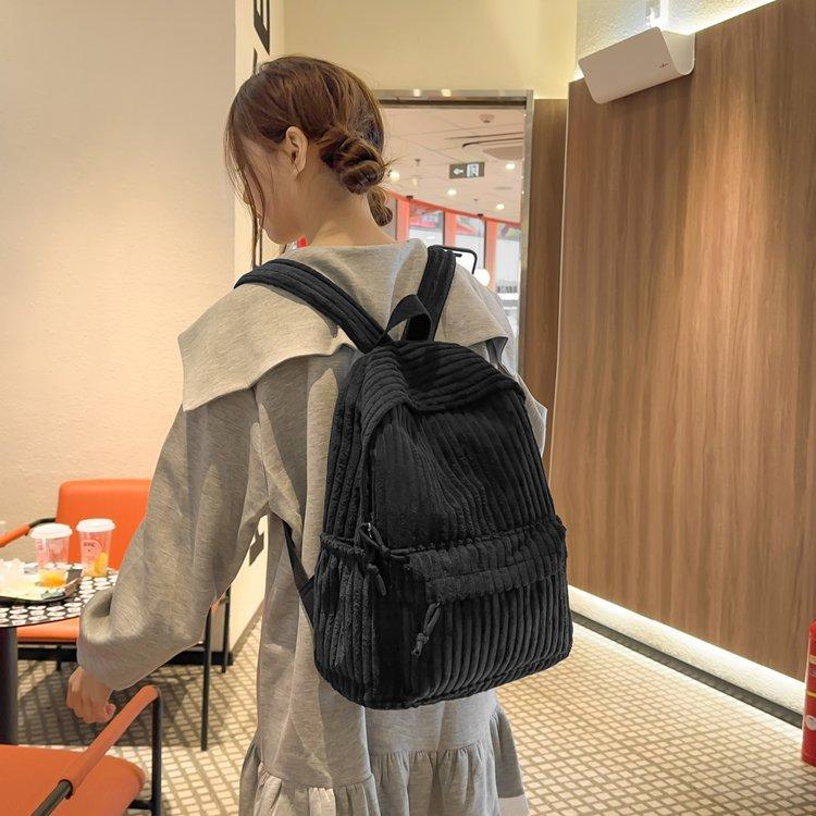 Schoolbag1011 New Corduroy Junior High School Student Mori Leisure Travel School Bag Travel Versatile Backpack