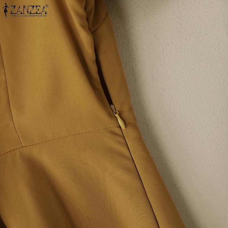 ZANZEA Rochie de vară cu mâneci scurte cu guler răsturnat pentru femei