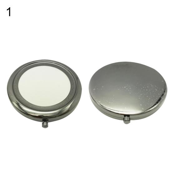 Tragbarer einfarbiger metallischer runder Make-up-Pop-up-Taschenspiegel mit doppelter Seite