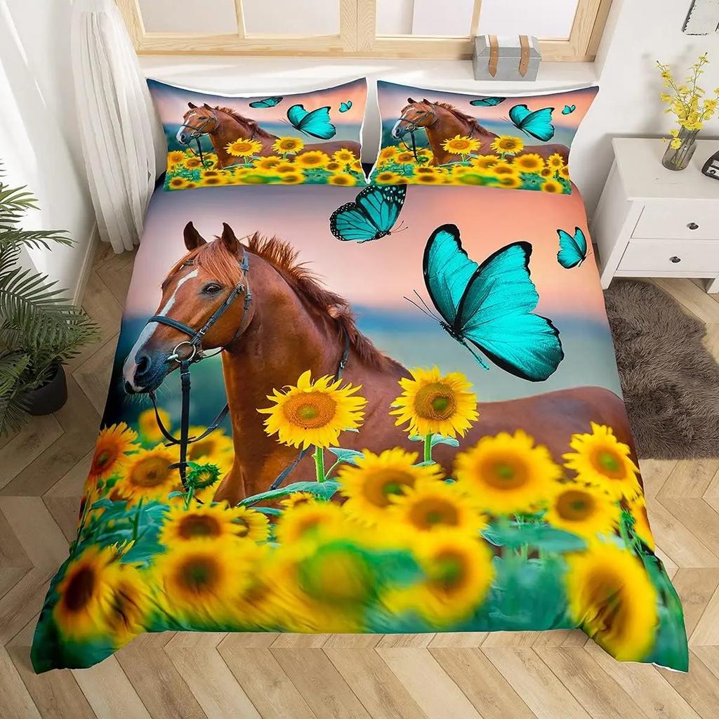 Comforter Luxury 3D Bedding Set Europe Queen King Double Comfortable Blanket/ Bed Set Animal Horse