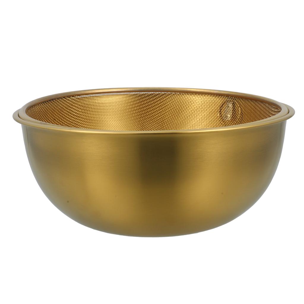 Strainer Colander Stainless Steel Drain Basket Kitchen Basin Rice Washing Artifact Fruit Bowl Food Household Golden Fine Mesh