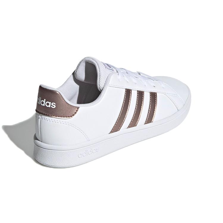 adidas Neo GRAND COURT K Leather Breathable Low Top Skateboard Shoes White Brown Kids' EF0101