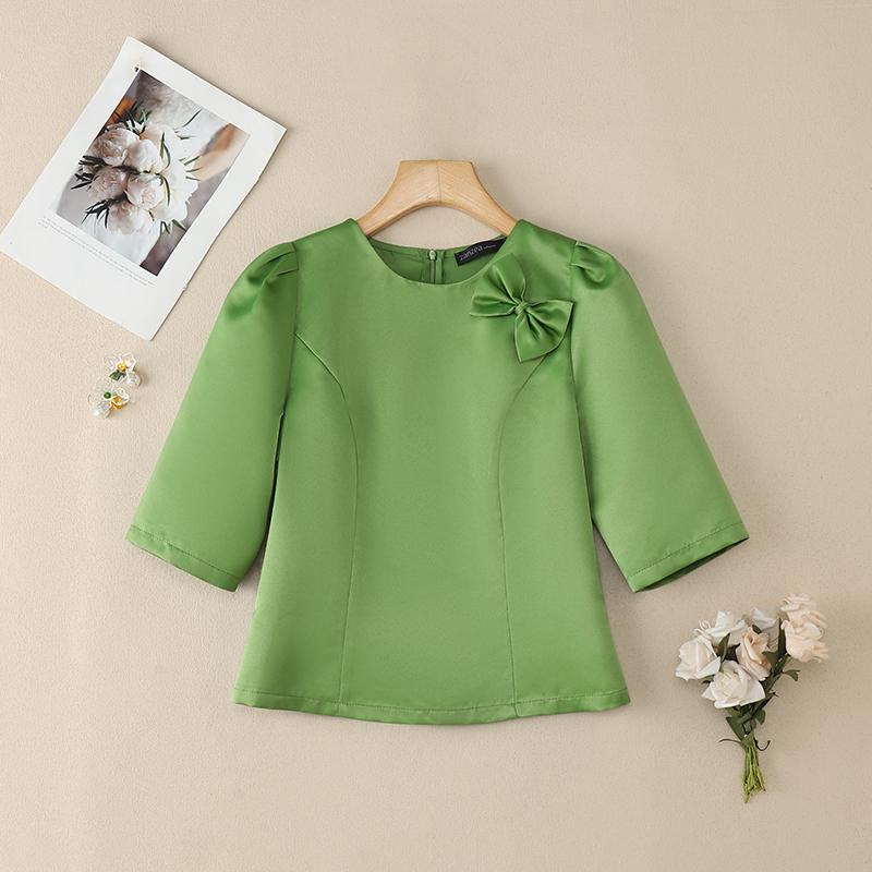 ZANZEA Women Casual Round Neck Solid Color Half Sleeve Blouse