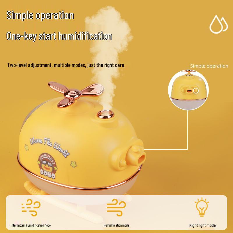 Helicopter-Shaped Desktop Humidifier: Large Mist Volume Mini Air Aromatherapy Purifier for Pets and Home