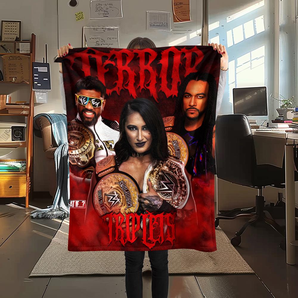 1PC Rhea Ripley Print Flannel Blanket, High quality All Seasons, Home Decor, Warmth and Comfort, Perfect for Christmas Gifts