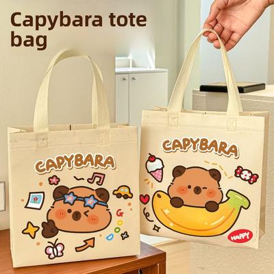 Cute Handbags with High Appearance Standards, Non-woven Fabric Gift Bags, Cartoon Capybaras Birthday Gift Packaging Bags