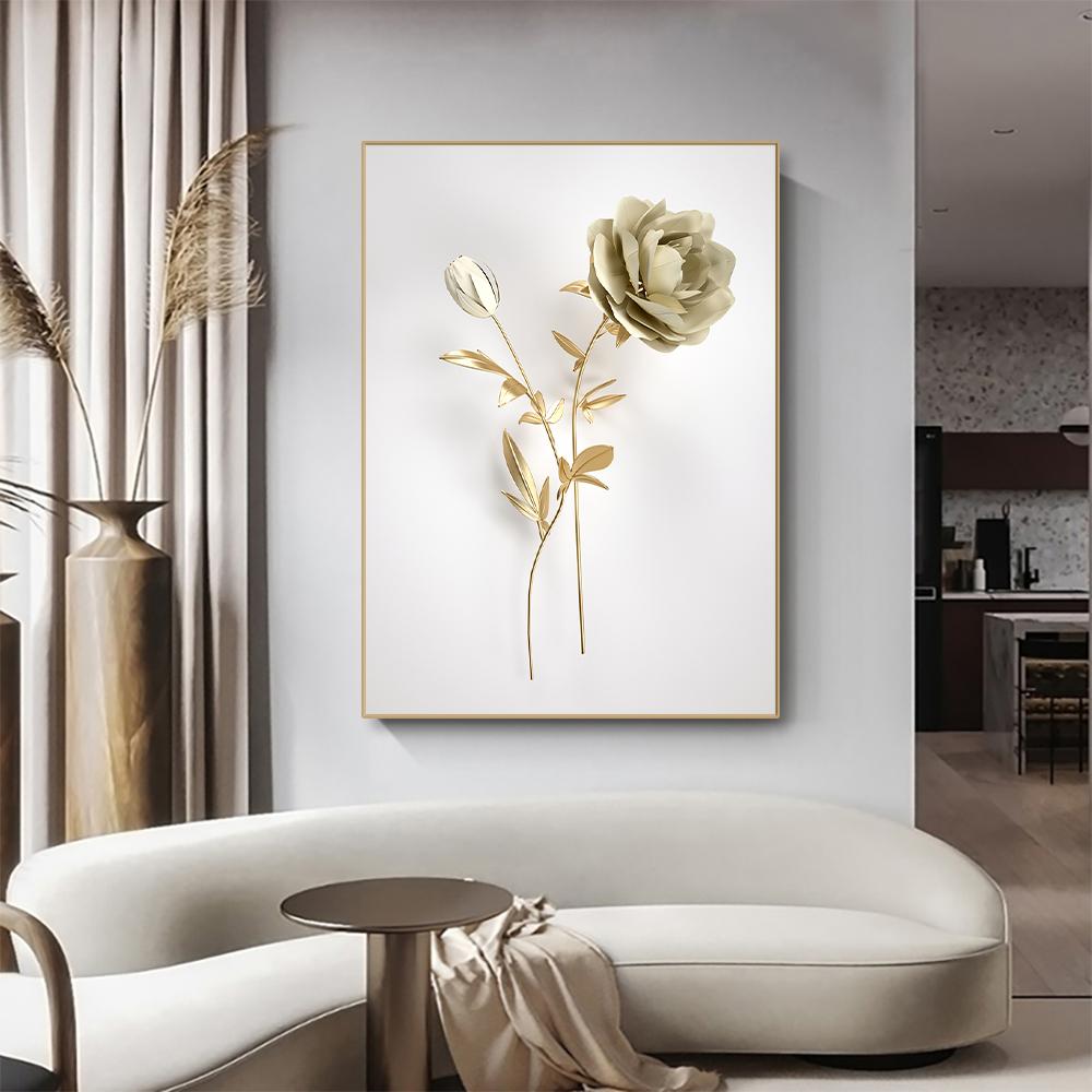 Modern Visual Wall Art Canvas Painting Nordic Golden Flower Posters And Prints Pictures Home Decor