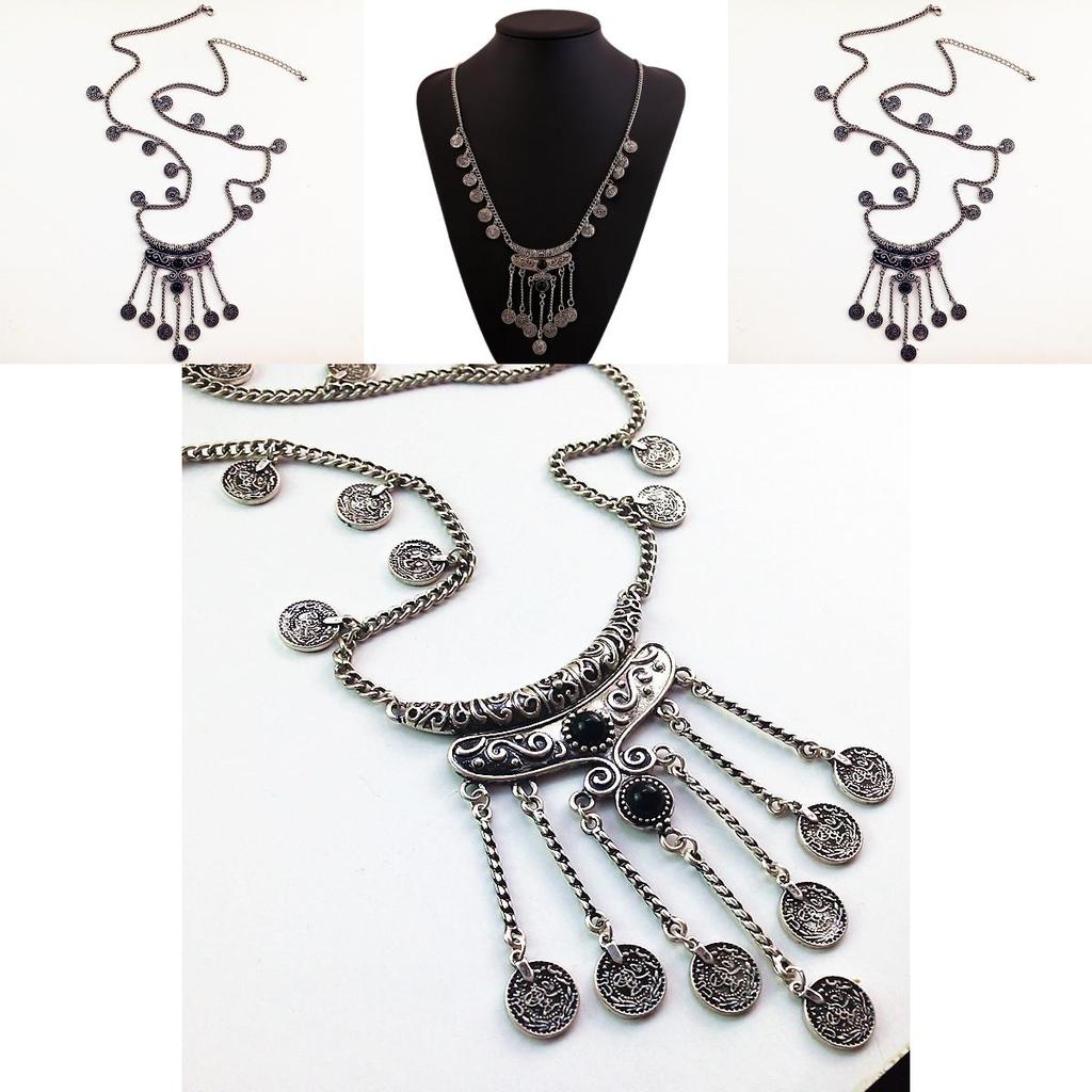 Vintage mynt halsband med legeringshänge för kvinnor och män i geometrisk stil