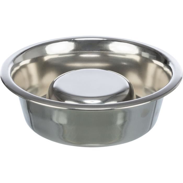 Gamelle Pour Chien - Trixie - Slow Feeding - Acier Inoxydable - Anti-dérapant - Rond