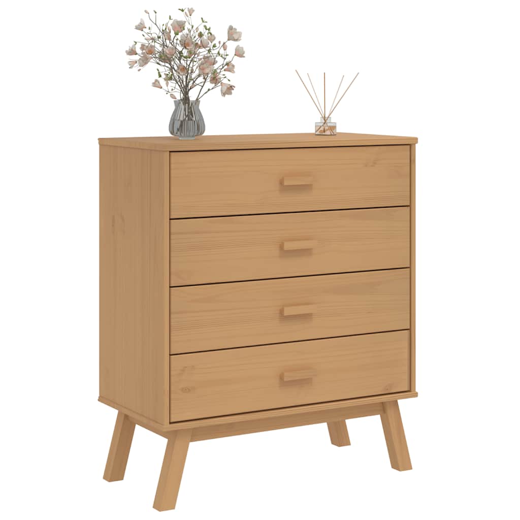 Vidaxl Olden Chest of Drawers, Brown, Solid Pine Wood