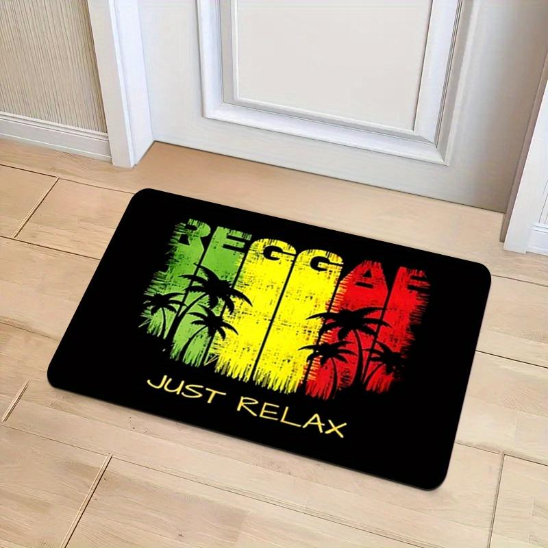 

Reggae Door Mat – Rasta Colors & Palm Trees Design, Soft Entryway Mat for Bedroom, Entrance 40x60cm16x24in