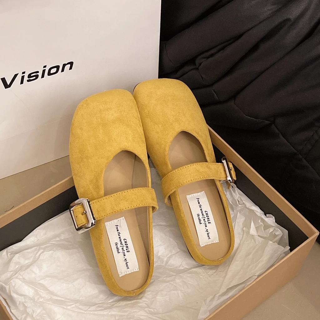 Famous Brand Spring Retro Single Shoes Comfortable Rubber Bottom Ladies Sandals Wider Toe Box Ballerina Slippers Style